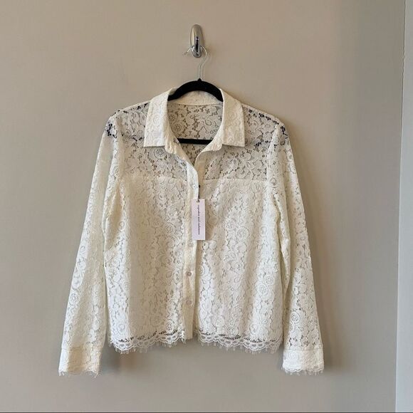 NWT-CUPCAKES & Cashmere Rosella Lace Collared Blouse (Size:Medium) - Picture 2 of 15